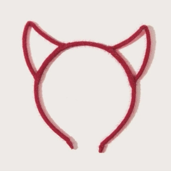 😈 Horns Hairband Red Fuzzy - Picture 1 of 5